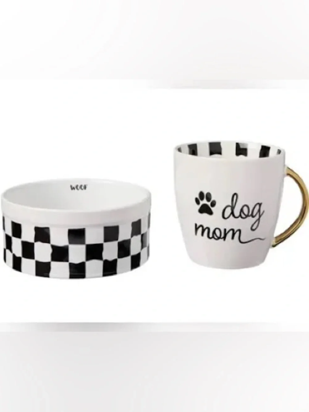 Cutest  New Crofton Crofton Dog Mom Mug & Bowl Ceramic Black Gold White Set